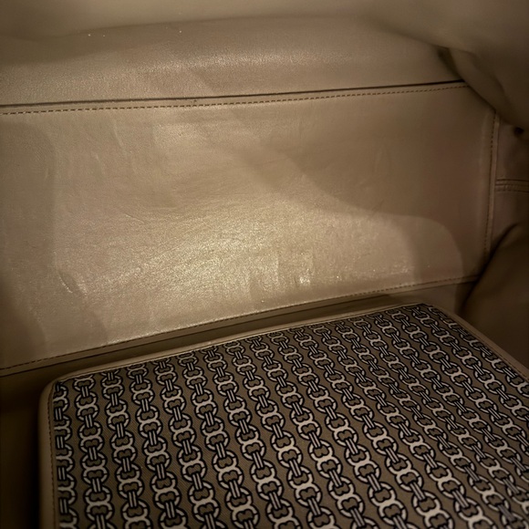 Tory Burch Gray and Navy Blue Patterned Tote Bag - Picture 4 of 4